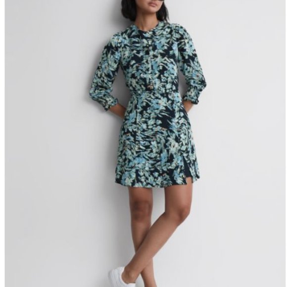 REISS ANNIE FLORAL PRINT NAVY/BLUE MINI DRESS sz 2 - Picture 5 of 5